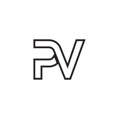 P V harf çizgileri logo tasarım vektörü
