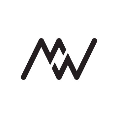 M W harfi tasarım vektörü çizimi