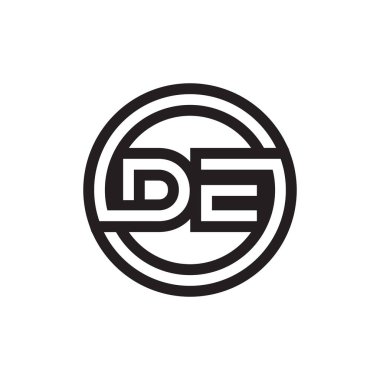 D E daire çizgileri harf logo tasarım vektörü