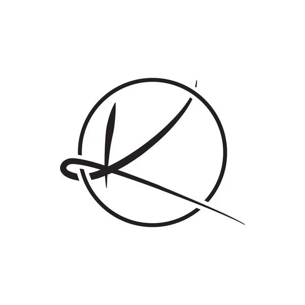 圆线设计向量上的K字母脚本 — 图库矢量图片
