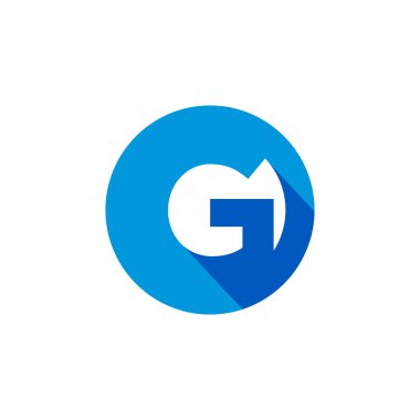 Mavi daire logo tasarım vektöründe gölgesi olan G harfi