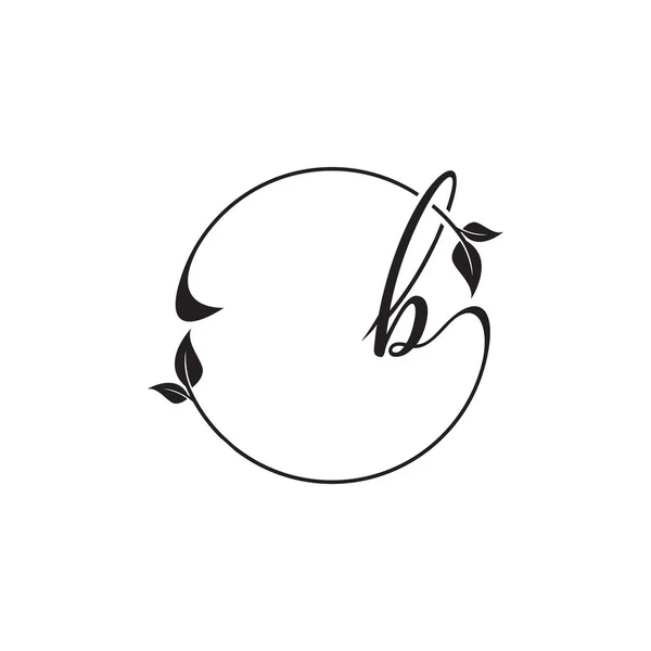 Script Folha Círculo Logotipo Conceito Design — Vetor de Stock