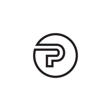 P dairesi harf çizgileri logo tasarım vektörü