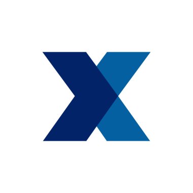 Mavi X logosu. ok tasarımı kavramı.