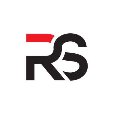 kırmızı siyah R S bağlantılı harf tasarım vektörü