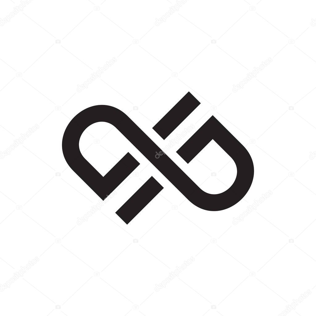 D P connected letters logo design vector