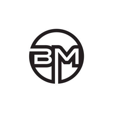 daire B M harf çizgileri logo tasarım vektörü