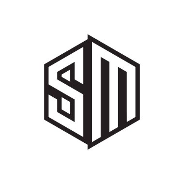 S M letter logo design vector clipart
