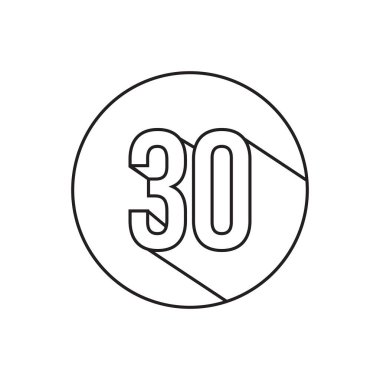 Beyaz arkaplanda izole edilmiş 30 sayı satırı simgesi vektörü