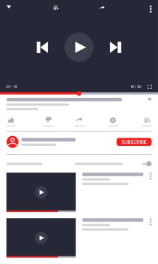 Video şablonu. Mizanpaj telefon modeli. vektör illüstrasyonu.