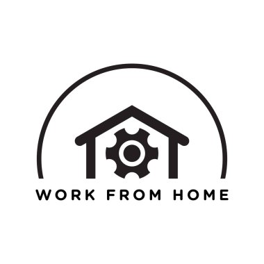work from home icon design concept. curved lines protect home from virus vector illustration.	