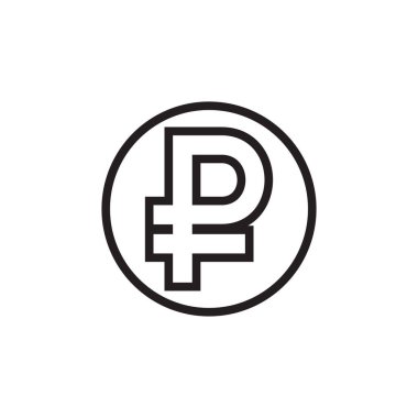 ruble para birimi çizgi simgesi tasarım vektörü