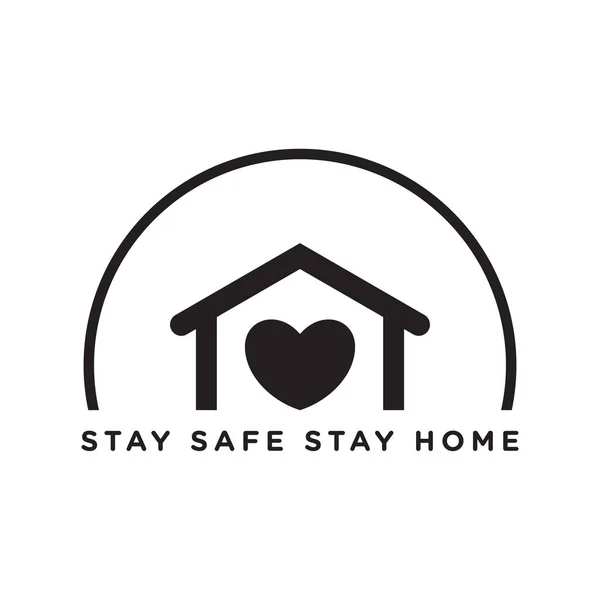 Curved Lines Protect Home Virus Vector Illustration Stay Safe Stay — стоковый вектор