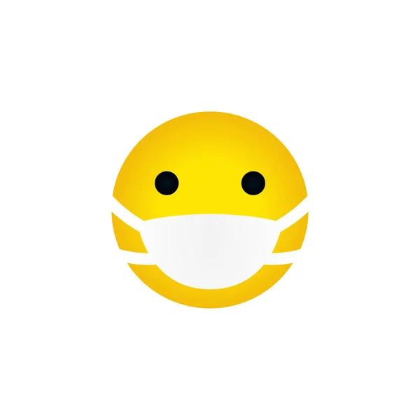 Amarelo Emoticon Máscara Médica Isolado Fundo Branco — Vetor de Stock