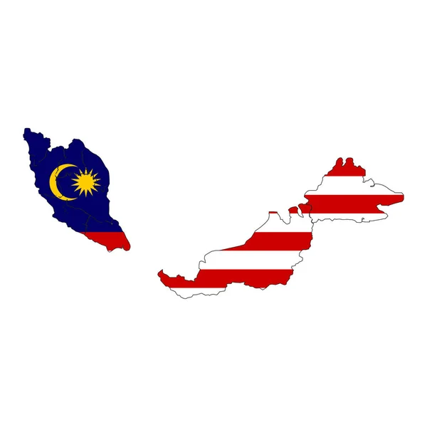 Malaysia Map 플래그 디자인 일러스트 — 스톡 벡터