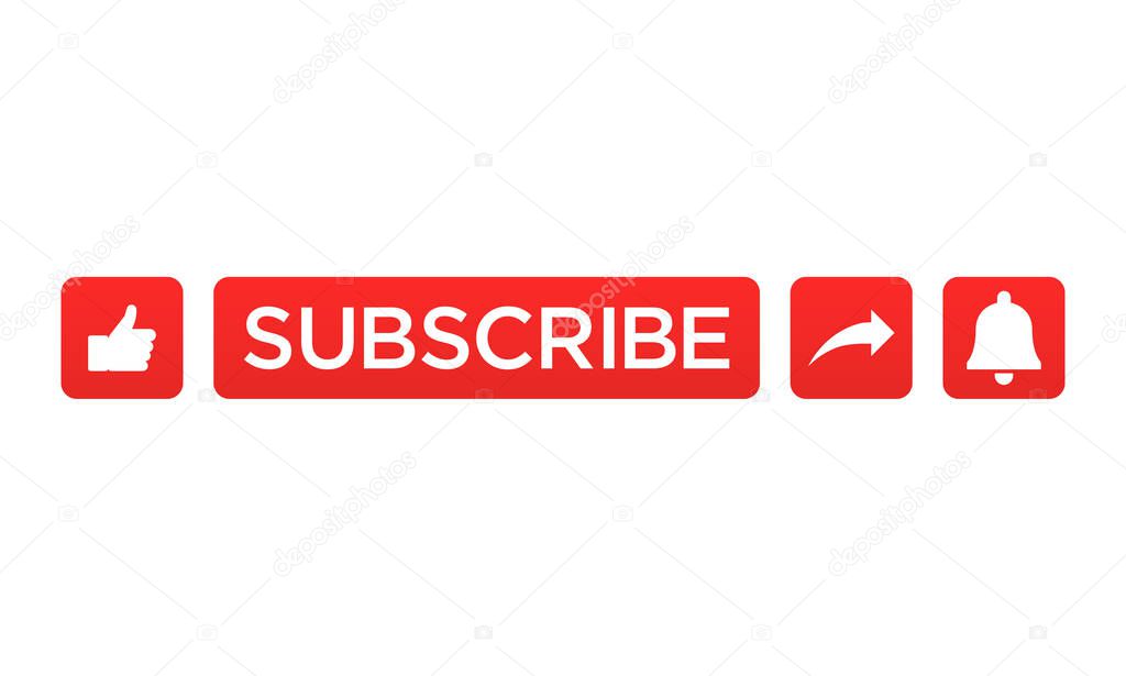 Set icon button like, subscribe, share, bell notification.design vector illustration.