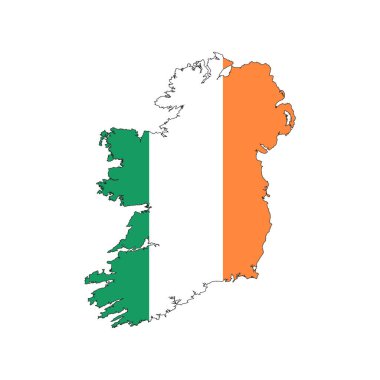 İrlanda haritası bayrak tasarımı vektör çizimi