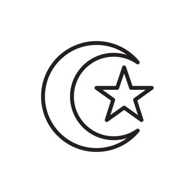 Beyaz arkaplanda izole edilmiş çizgi islami sembol vektörü