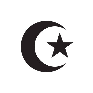 Beyaz arkaplanda izole edilmiş İslami sembol tasarımı düz vektör