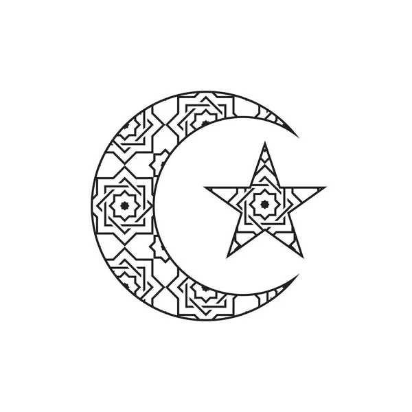 Croissant Lune Étoile Avec Motif Ornement Islamique Vecteur — Image vectorielle