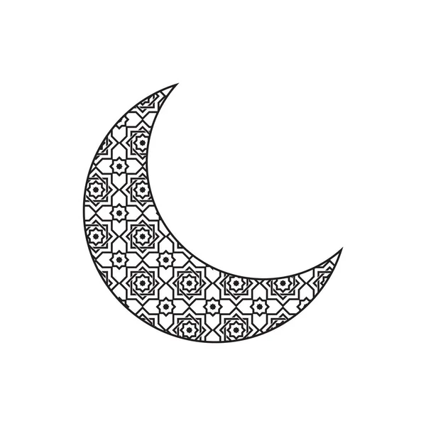 Forme Ornement Islamique Croissant Lune Lignes Icône Design Vecteur — Image vectorielle