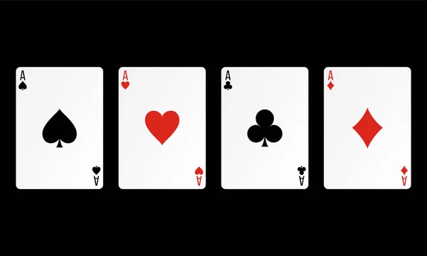 Spielkarten Ass Vektor Auf Schwarzem Hintergrund — Stockvektor