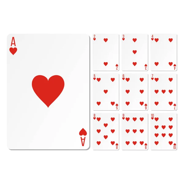 Hearts Set Playing Cards Design Vector Illustration — Stock Vector