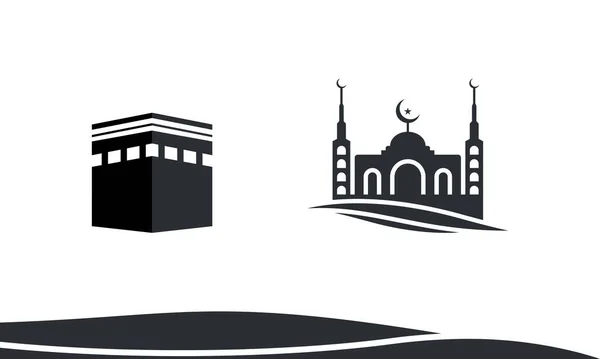 Kabaa Vektorovou Ilustrací Designu Mešity — Stockový vektor