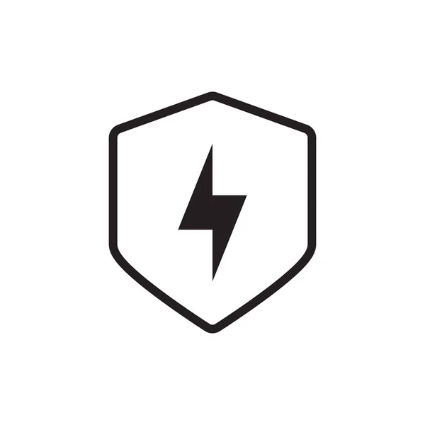 Lightning Shield Icon Sign Symbol Flat Vector — Stock Vector