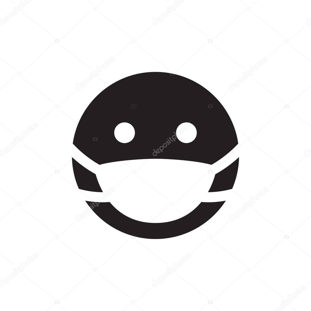 Emoticon mask. wearing surgical mask. vector illustration.