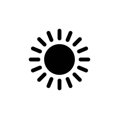 Beyaz arkaplanda izole edilmiş basit güneş simgesi vektörü