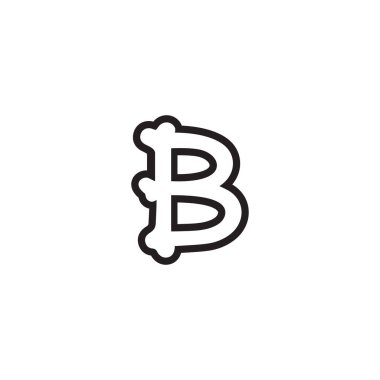 B harfi, beyaz arkaplanda izole edilmiş kemik simgesi vektörü