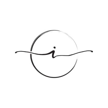 I harfi küçük el yazısı wiith çember fırça tasarım vektörü