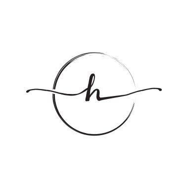 H harfi küçük el yazısı wiith çember fırça tasarımı vektörü