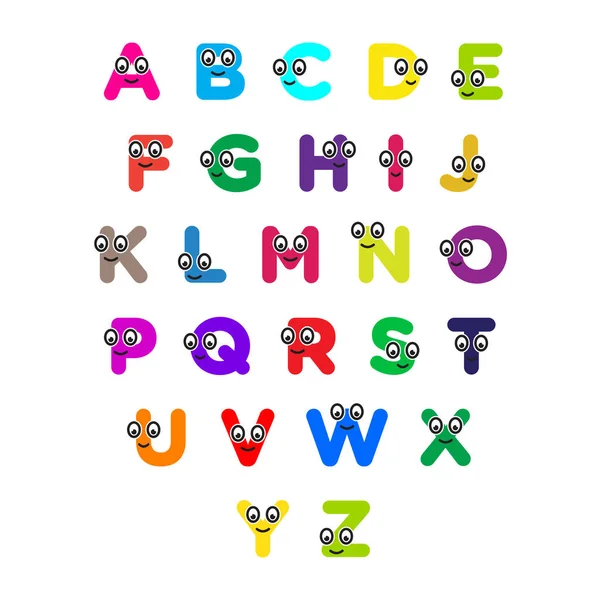 Alfabeto Para Crianças Carta Educação Engraçado Colorido Desenho Animado Imagem — Vetor de Stock