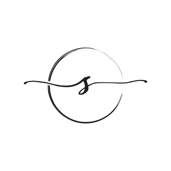 Буква Нижний Почерк Помощью Вектора Дизайна Круга Кисти — стоковый вектор
