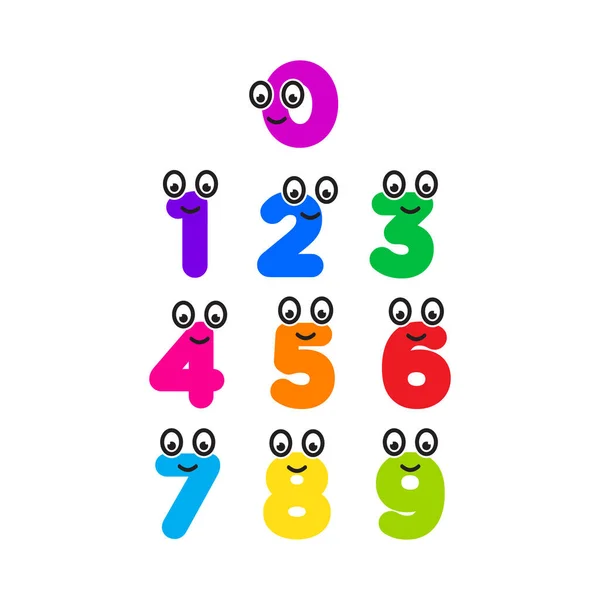 Number Education Funny Colorful Cartoon Children Vector Illustration — Stock Vector