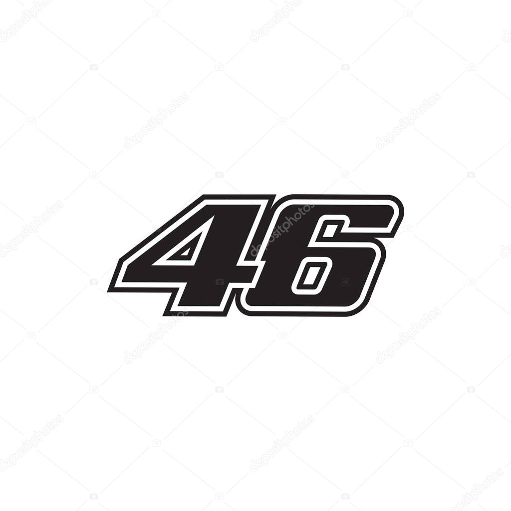 Number 46 icon symbol vector isolated on white background