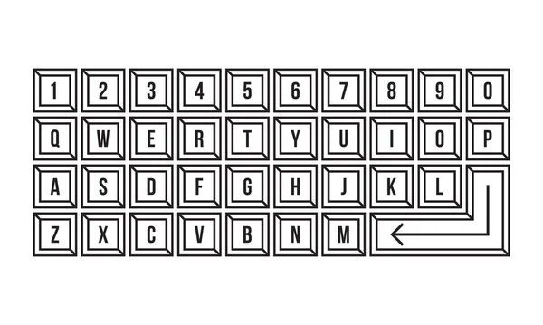 Linee Qwerty Vettore Progettazione Tastiera Sfondo Bianco — Vettoriale Stock