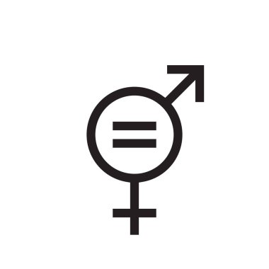 Beyaz arkaplanda cinsiyet eşitliği simgesi vektörü izole edildi