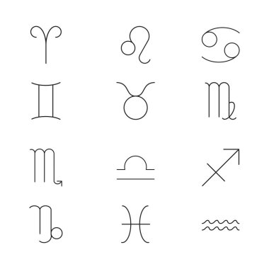 Zodyak işaret tasarım vektörü beyaz arkaplanda izole edildi