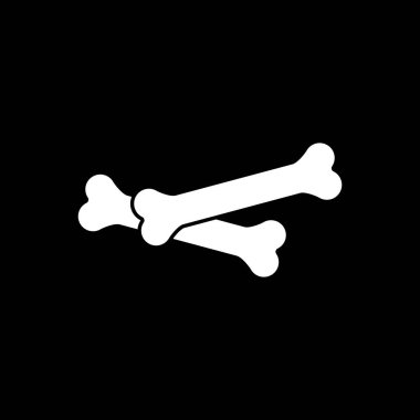 Siyah arkaplanda beyaz kemik tasarımı vektörü