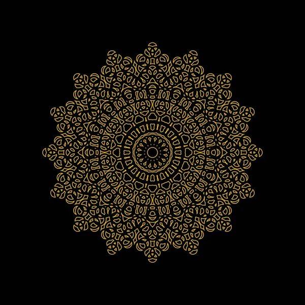 Vector Diseño Color Dorado Mandala Aislado Sobre Fondo Negro — Archivo Imágenes Vectoriales