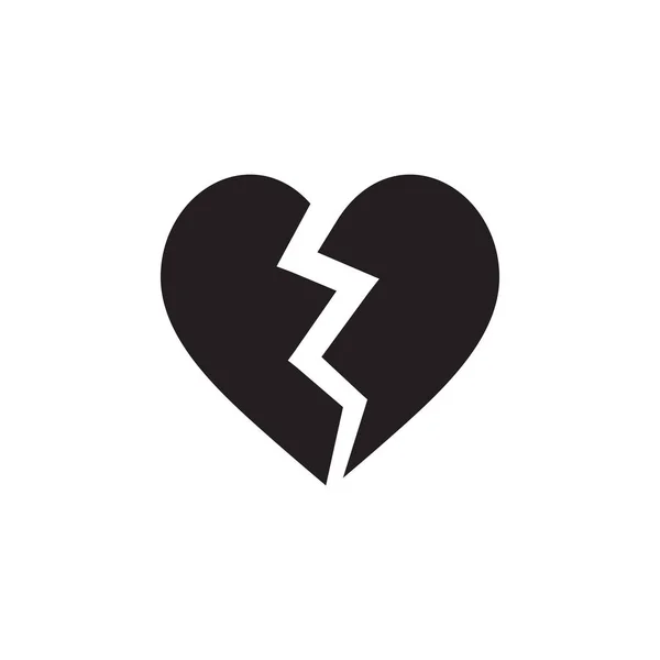 Broken Hearted Love Icon Flat Vector Isolated White Background — Stock Vector