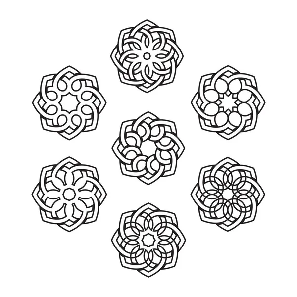 Icon Set Mandala Design Vecteur Signe Symbole Illustration Conception — Image vectorielle