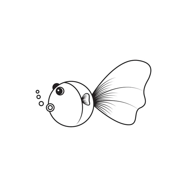 ラインアイコン金魚ベクトルイラスト — ストックベクタ