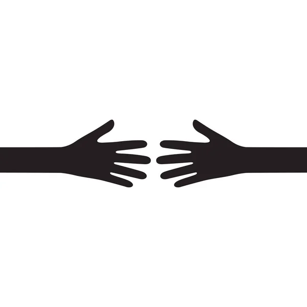 Deux Mains Atteignant Une Pour Autre Icône Vectoriel Plat Illustration — Image vectorielle
