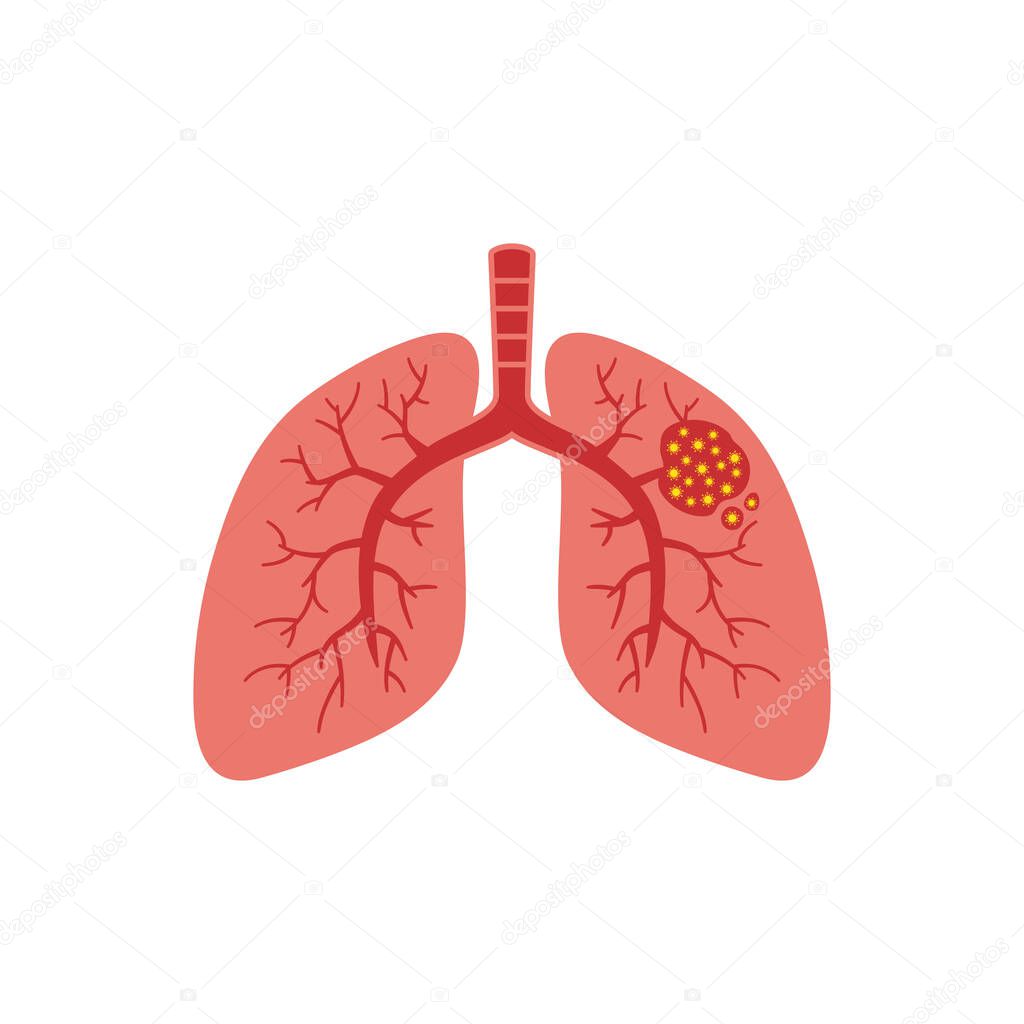red lung cancer design vector isolated on white background	