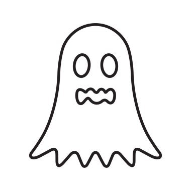 çizgi simgesi hayalet cadılar bayramı tasarımı vektör çizimi