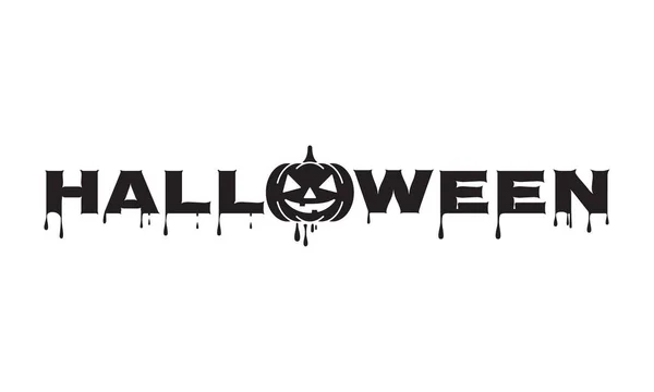 Halloween Mot Avec Citrouille Sourire Dessin Vectoriel Illustration — Image vectorielle